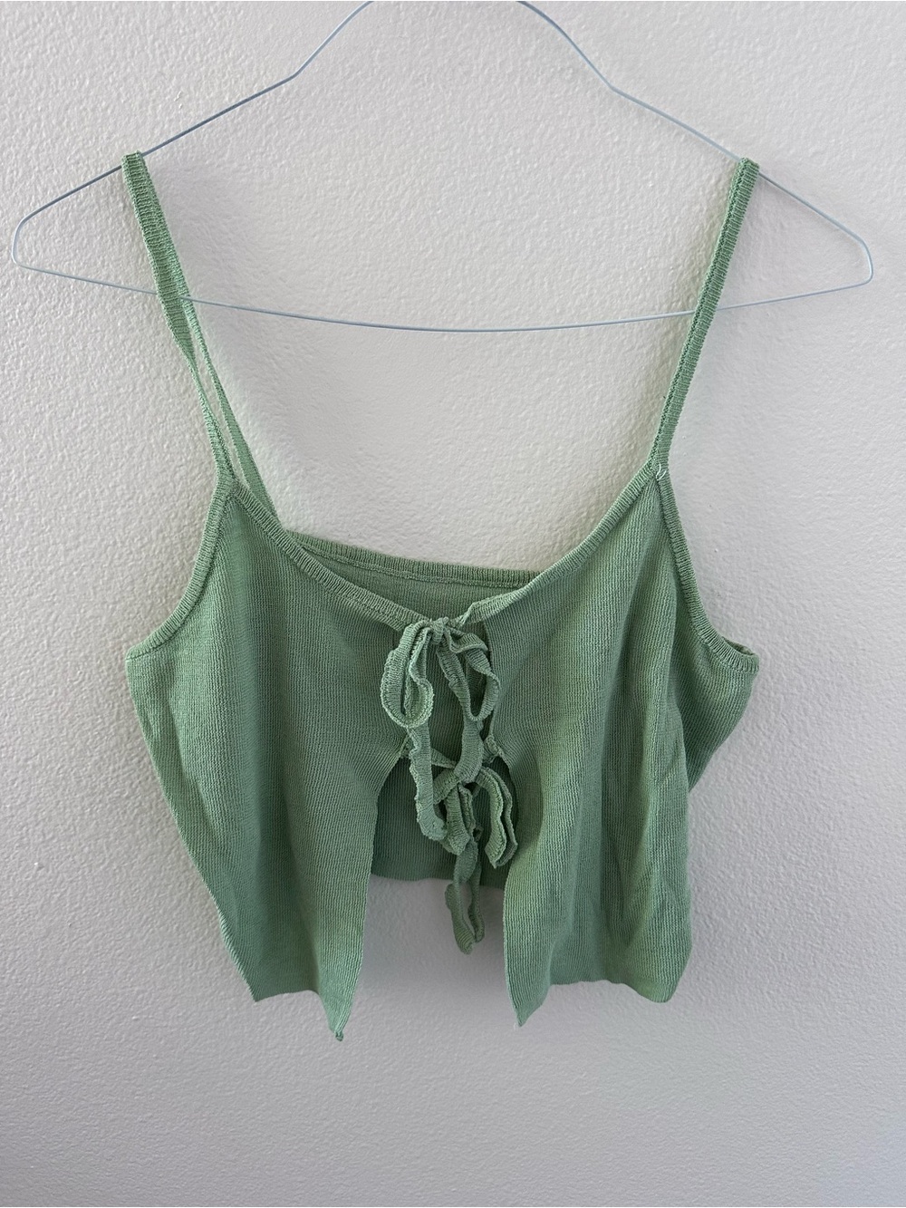 Sage Green Knit Lace-Up Cami
